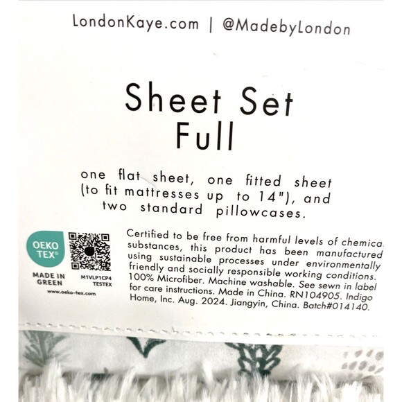 London Kaye Full Bed Sheet Set Christmas Tree Print Winter 4 Pieces OEKO TEX - Picture 5 of 9